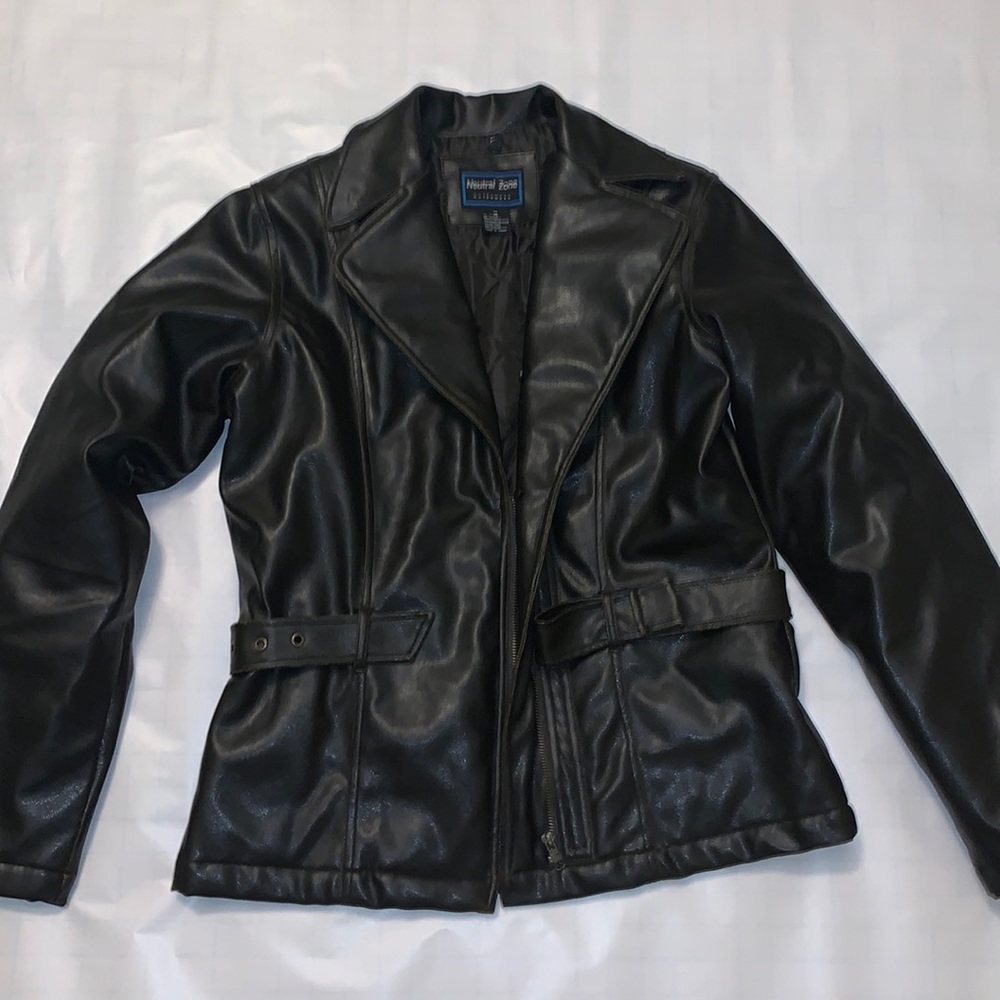 neutral zone outerwear brown faux leather jacket